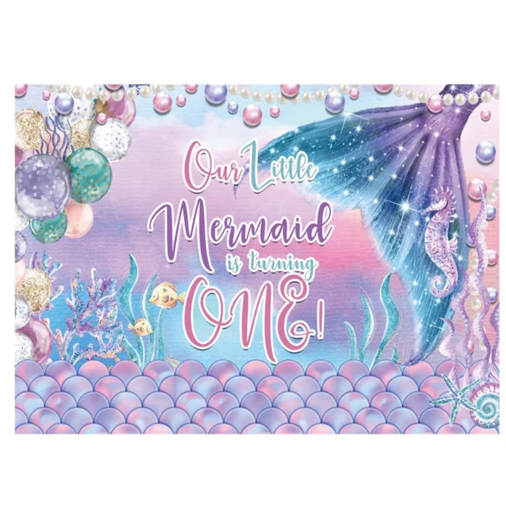 1st Birthday Mermaid Theme Backdrop